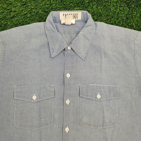 Vintage Dickies Work Button Shirt XL 26x31 Baggy Chambray - Picture 3 of 11